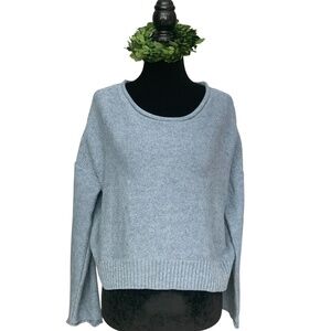 Club Monaco Sky Blue Cotton Blend Cropped Roll Neck Long Sleeve Sweater SZ S